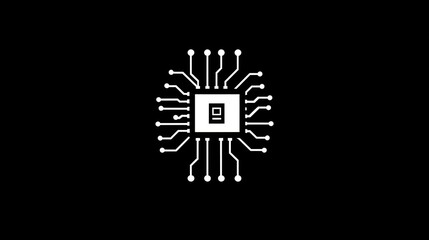 Microchip with circuits on black. Technological background for computer science use