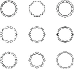 Obraz premium Nine Elegant Ornate Circular Frames for Design
