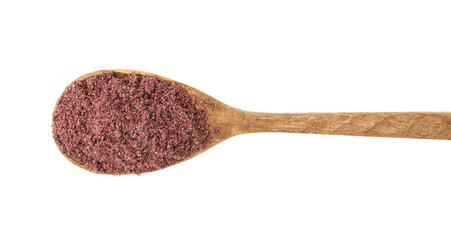 Superfood. Black currant powder isolated on white, top view