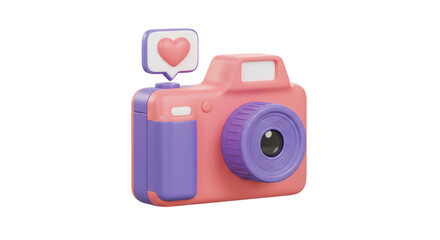 Isolated Camera with Heart Bubble Social Media Love