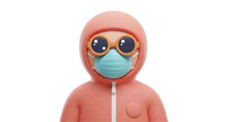 Isolated Person in Hazmat Suit Protective Gear Covid 19