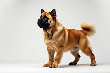 Obraz premium Majestic mastiff, powerful stance, white background, isolated, dog breed, fawn