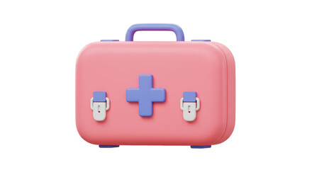 Isolated Pink First Aid Kit with Blue Cross