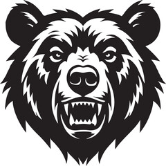 Grizzly bear head silhouette illustration