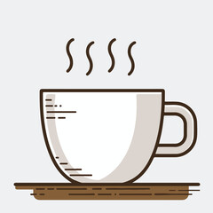 Coffee cup with smoke over coffee, side view coffee cup and coffee smoke on cup like tea cups with ring handle.coffee cup vector llustration with mug. Tea and coffee cup vector eps
