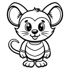 Cute cartoon mouse coloring page