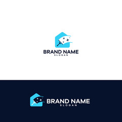 Modern House Clean: Window Cleaning Service Vector Logo
