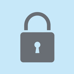 Simple padlock wit curved top shown closed for steal protection lock in data safety and data protection with padlock vector icon.Keep data secure,maintain privacy. Safe from stealing and sheild safety