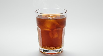 Iced Cinnamon Apple Cider in Clear Glass With Droplets on White Background Perfect for Adds and Promotion