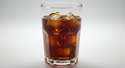Icy Kvass Russian Fermented Drink in Clear Glass Realistic Product Display Ads and Promotion Against Plain White Backdrop