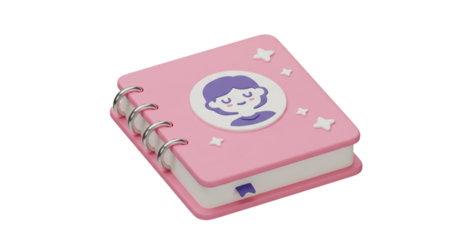 Isolated Cute Pink Notebook with Face Symbolizing Personal Diary