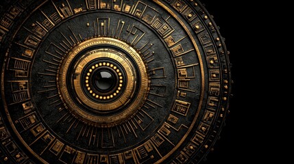 Fototapeta premium Abstract Circular Metallic Object with Golden Accents