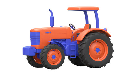 Isolated Colorful Tractor Farm Vehicle Agriculture
