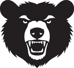 Aggressive polar bear head vector silhouette