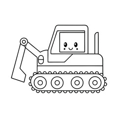 Simple Cartoon Excavator Drawing for Preschoolers