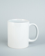 Two-tone 11oz mug on isolated background. Mug with black handle and inner part.
