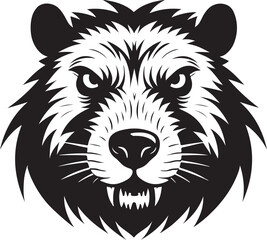 Aggressive beaver vector head silhouette