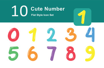 Illustration of Cute Number Collection design Flat Icon. Cute Number Flat Icon Pack. Set of Cute Number Flat Icon
