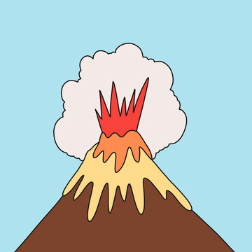 Playful Volcano Eruption Illustration