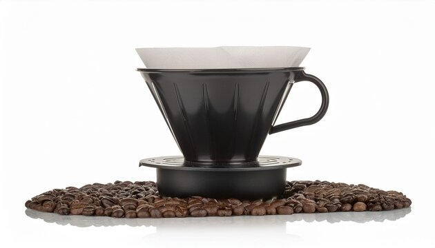 coffee dripper with coffee beans