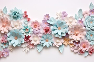 Obraz premium 3D Flowers Border Background, 3D Flower Background, 3D Flowers Frame, Flowers Frame, Floral Frame Digital Paper, Flowers Banner, Spring Border Frame, wedding invitation, greeting cards