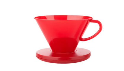 Red coffee filter, a minimalist design that highlights both form and function