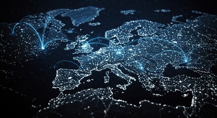 Global Network Connectivity Map - Worldwide interconnection, data streams, communication, global infrastructure, network technology. Symbolizing communication, worldwide collaboration