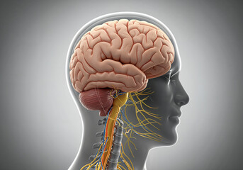 Complete Human Nervous System Scientific Medical Diagram