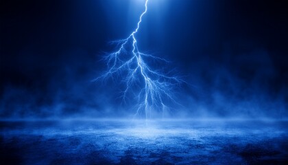 Fototapeta premium a powerful lightning strike illuminates a moody atmosphere with electric blue hues