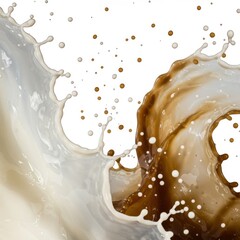 Chocolate and vanilla liquid splash motion food photography concept