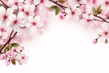 Obraz premium Cherry Blossom Flowers Border, Cherry Blossom Background, Cherry Blossom Frame, Flowers Frame, Sakura Frame Digital Paper, Flowers Banner, Spring Border Frame, wedding invitation, greeting cards