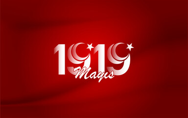 19 mayıs Atatürk'ü anma gençlik ve spor bayramı kutlu olsun tipografik tasarım. 
Translate: Happy 19 May Commemoration of Atatürk, Youth and Sports Day typographic design.