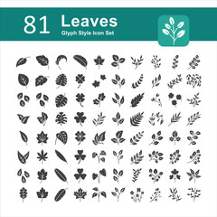 Illustration of Leaves Collection design Glyph Icon. Leaves Glyph Icon Pack. Set of Leaves Solid Icon