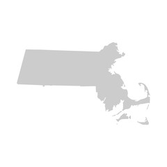 Massachusetts, MA - grey silhouette map of US state. Vector illustration