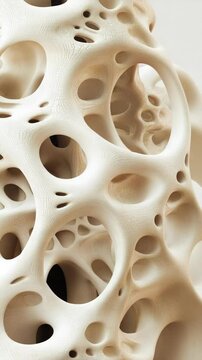 Abstract parametric structure with organic shapes and irregular openings in a seamless and continuous design.