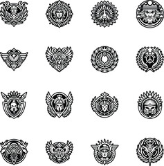 Collection of Roman Deity Glyph Style Icons 

