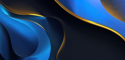 Abstract blue background with curved lines and shapes, fluid design, futuristic concept
