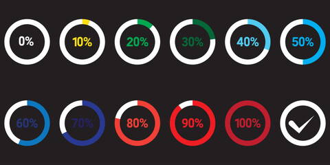 Grey circle 100 percent filling. Round pie chart template. Circular section graph. Diagram structure divided into pieces. Schemes with sectors. Piechart with segments and slices. Vector illustration