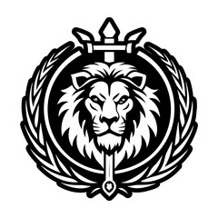 A solid style icon of lion symbol tattoo
