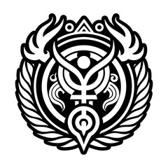 A solid style icon of mercury symbol tattoo