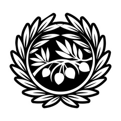 A filled style icon of olive branch symbol