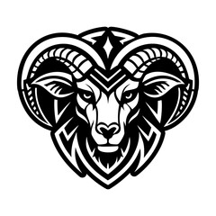 A filled style icon of ram head tattoo