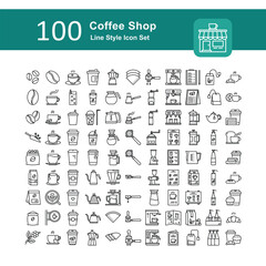 Illustration of Coffee Shop Collection design Line Icon. Coffee Shop Line Icon Pack. Set of Coffee Shop Outline Icon