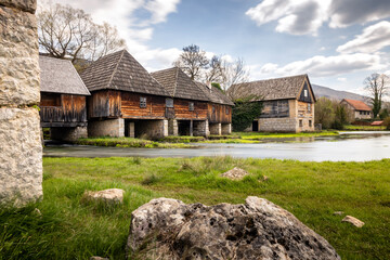 Beautiful wooden mills of Majerovo Vrilo in the village of Sinac, Croatia, located on the river...