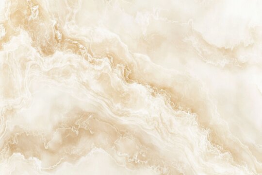A close-up image of a light brown and white marble with a swirling pattern