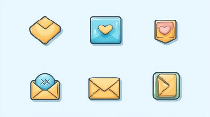 Collection of stylized, cartoonish email icons.