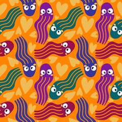 Summer ocean animals seamless octopus pattern for wrapping paper and fabrics and linens and kids clothes
