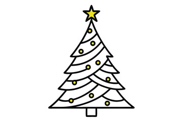 Design a festive Christmas tree in a flat vector style.