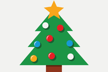 Design a festive Christmas tree in a flat vector style.