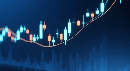 Naklejka premium Market Growth Chart - Upward trending market graph showing growth and positive market indicators. Ideal for financial reports
